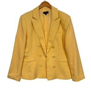 Tahari Blazer Womens 16 Yellow Double Breasted Career Jacket Tailored Old Money